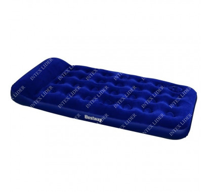 67224 Bestway Надувной матрас Easy Inflate Flocked Air Bed(Twin) 188х99х28 см, встроенный ножной насос
