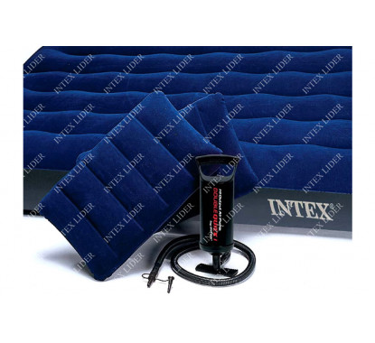 Матрас надувной Classic Downy Fiber-Tech 152x203х25 см, с ручным насосом 64765