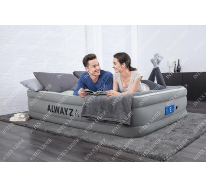 67706 Двухспальная кровать BestWay 152х203х46см встр.насос 220В с автоподкачкой, до 300кг